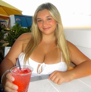Kate massive boobs in white top drink in hand