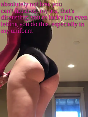 my sister finally let me jerk off to her ass, even in her uniform
