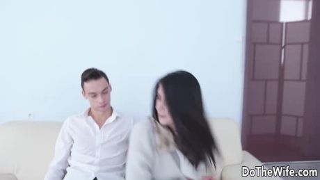 Petite Wife Nicole Black Has Her Holes Plowed in Front of Her Hubby