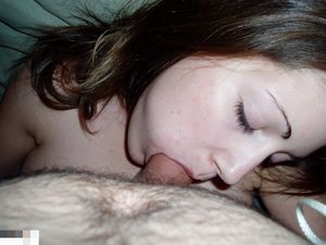 Amateur brunette with some cock in her mouth