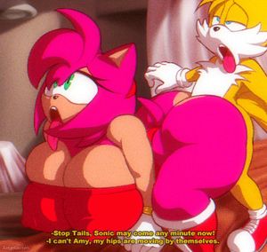 Copyright sega sonic (series) Character amy rose mobian (species) tails Artist angelauxes