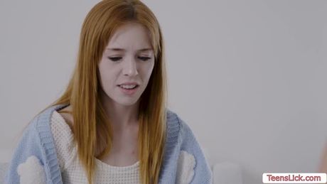 Teen redhead tastes MILF stepmoms pussy