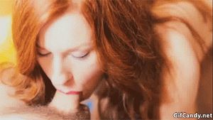 hot Redhead sucking cock with eyes contact