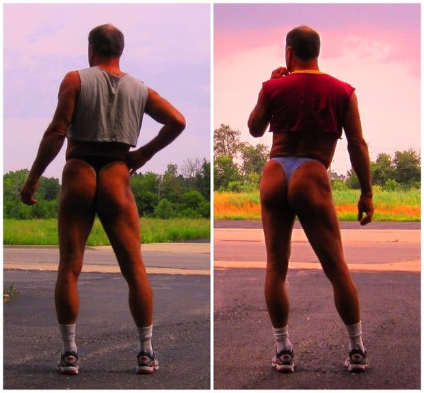 Phatass Male Exhibitionist Outdoors in Public in a Thong
