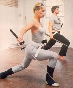 Sandahl, practicing with Arnie
