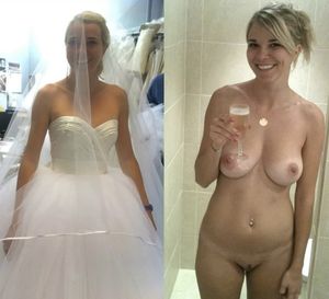 Sexy in her wedding dress and out of it.