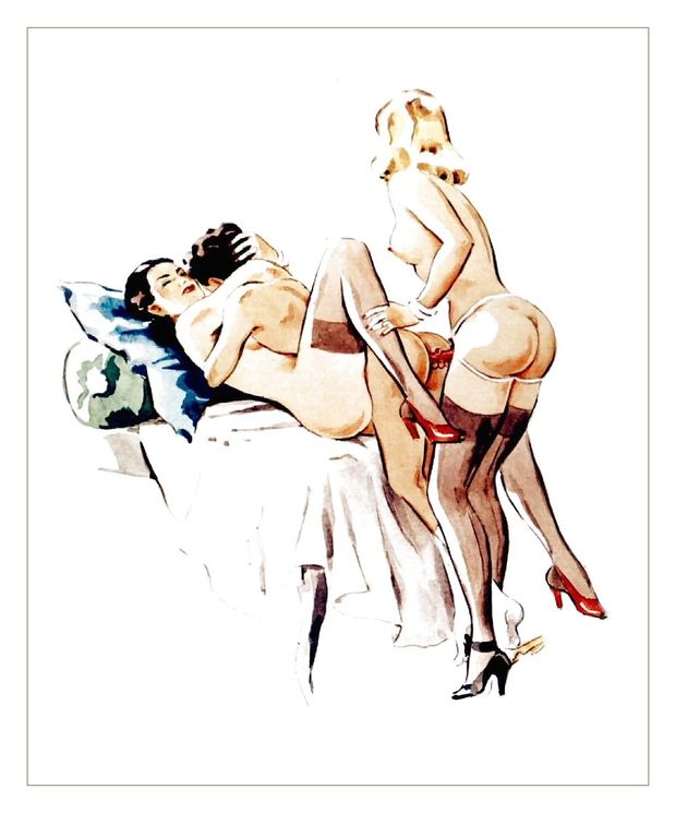 He fucks his girlfriend while letting her best friend fuck him up the ass. Delacourt