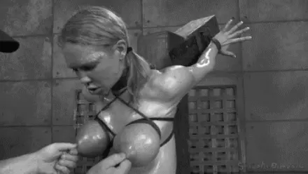 Pull hard on her breasts so that this slut suffers even more!