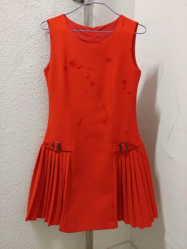 Red dress with jizz, 269B Queen Street.