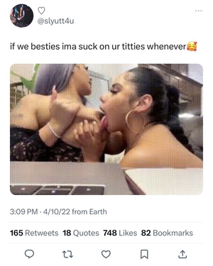 Best friends suck on each other’s titties…