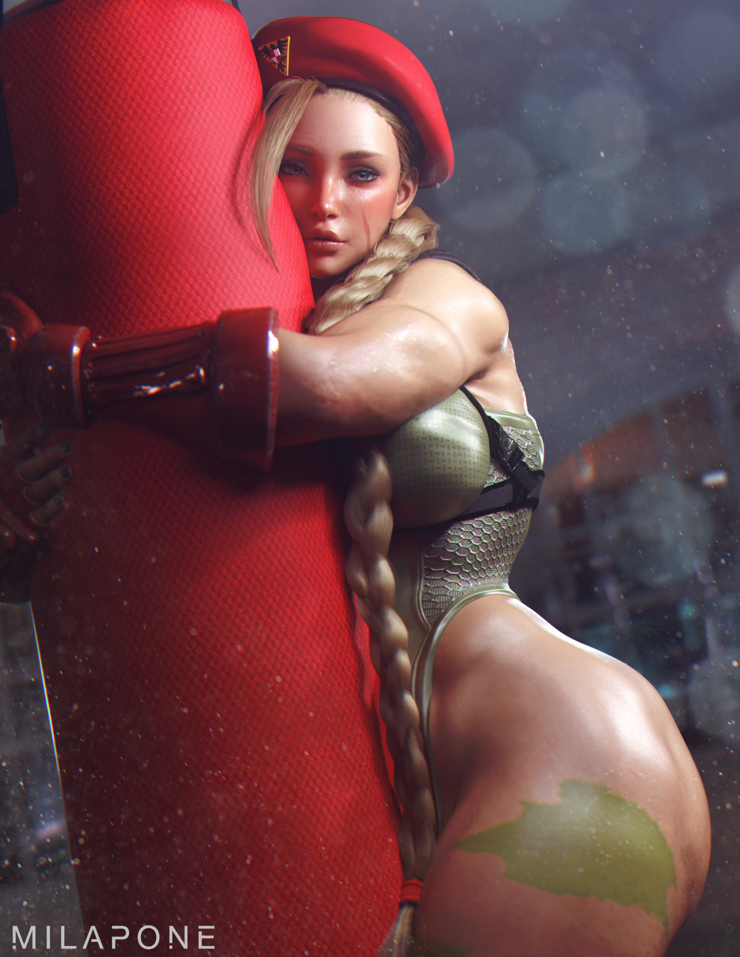 Cammy taking a break from training.