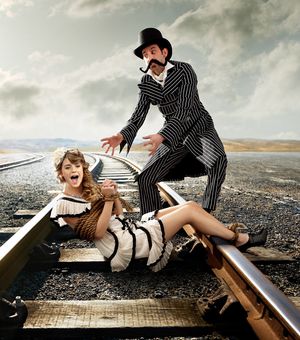 Emma Watson deposited on the railroad tracks! Choo choo!