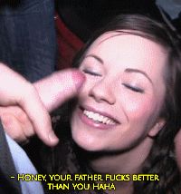 Your father cums over his daughter-in-law's face to show you how an alpha man acts