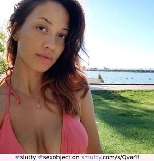 Slutty lil sex object takes selfie in a bikini