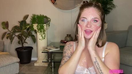 Cum spit and spread on face