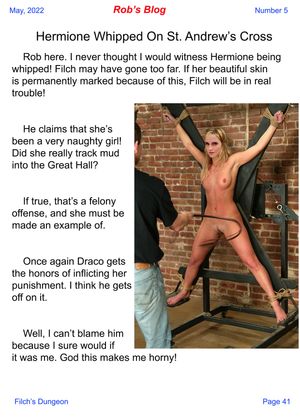 Hermione whipped while on St. Andrews cross.