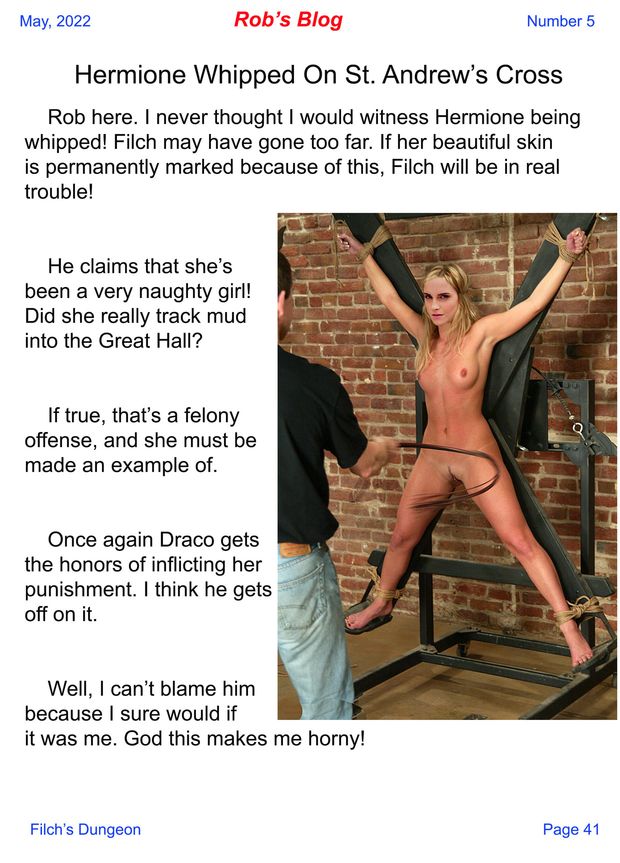 Hermione whipped while on St. Andrews cross.