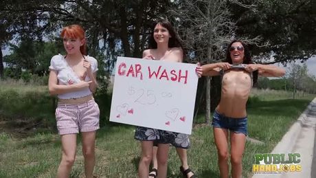 Public Handjobs Sexy Fivesome Car Wash