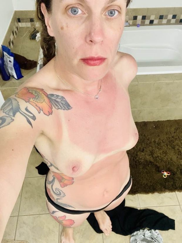 Julie shows off her saggy little tits