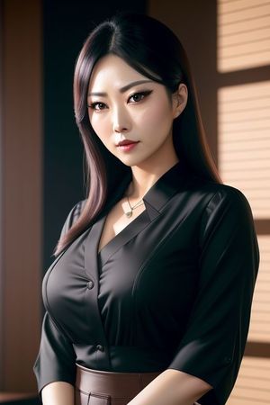 Busty japanese black blouse