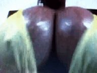 Black giant jugs bouncing.