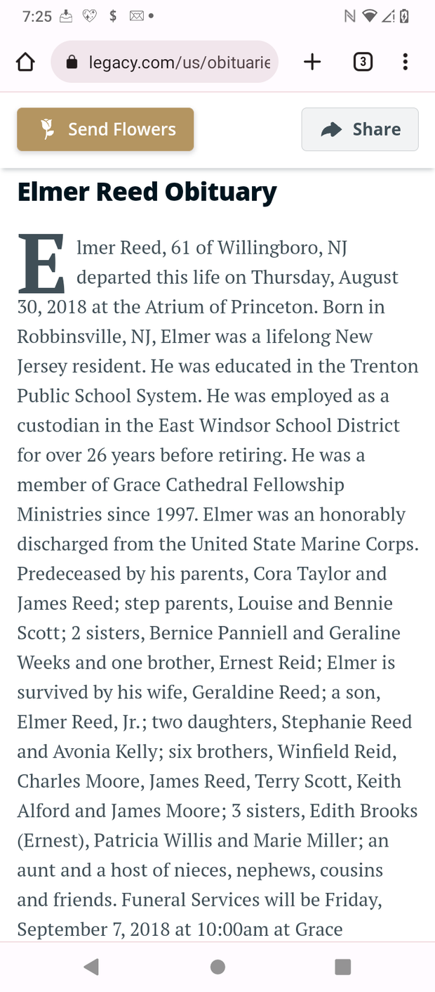 Vanessa redds dumb ass ain't on the obituary it's say Elmer reed Jr and Stephanie reed stupid fucks