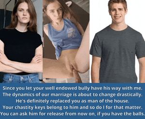 Your wife gets a taste of your bully's cock and falls for him. You've been replaced and stuck in permanent chastity.