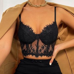 Sexy Weste mit floraler Spitze und Jakobsmuschel Racerback Kurzes Cami-Top Kabellos Bralette für Frauen Unterwäsche BH-Korsett Unterhemden