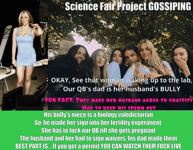Word is spreading. My wife has to have sex in the lab daily. Undergrads can get permits to watch. My chastity is commonly known