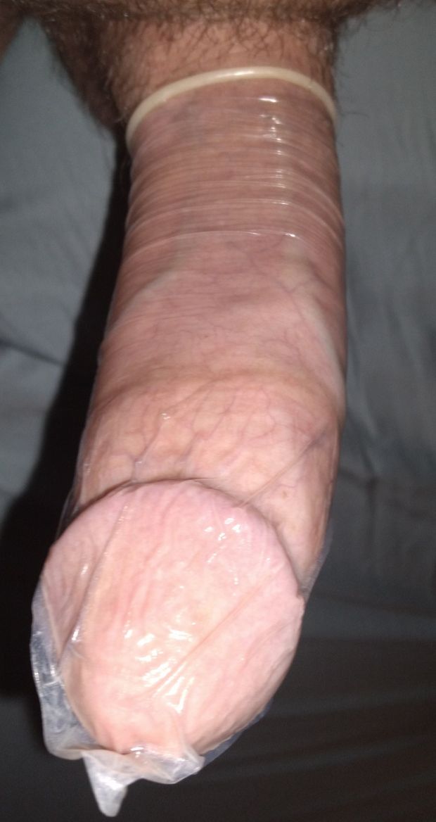 More of my thick cock in a condom