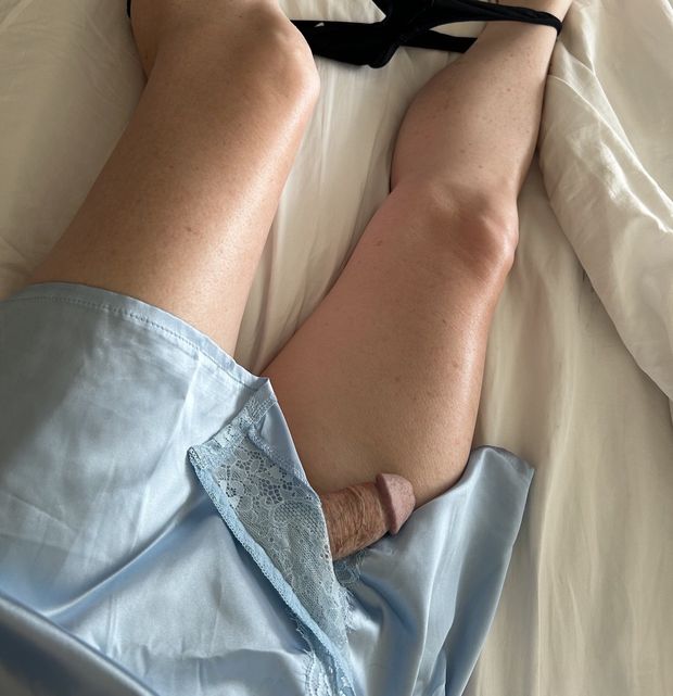 Silk and Lace Smooth Sexy legs Beautiful Cock