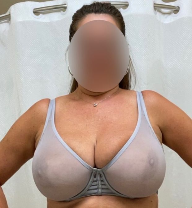 large mature breasts in sheer bra