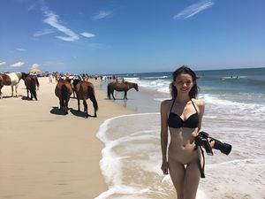 Ashley exposes her pussy at the beach