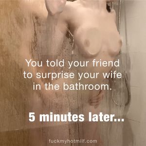 Friend surprise wife in the shower