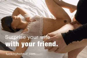 Horny blindfolded wife dont know that dick in her belongs to a stranger