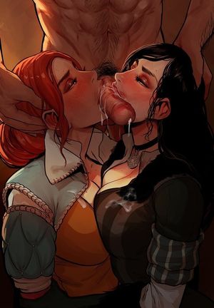 Triss & Yen share a cock (artist unknown)