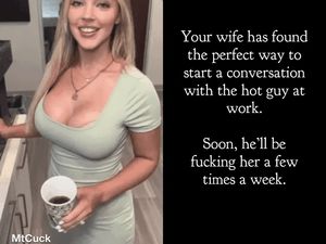 Your wife has found an effective way of flirting with the hot guy at work! He’ll soon be fucking her.