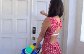 Eva is terrible at cleaning a house.