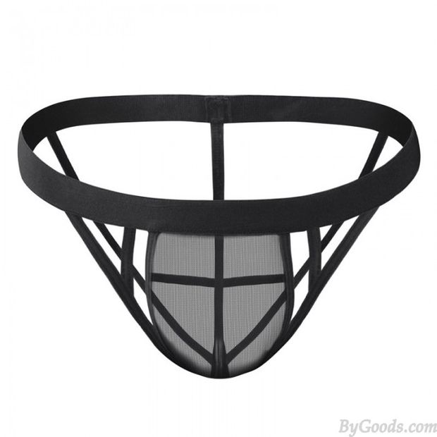 Sexy Malla transparente sin espalda Espalda en T fina Bolsa abultada Correa Ropa interior Bragas Hueco Estirar Lencería de hombre Calzoncillos Marica Bragas